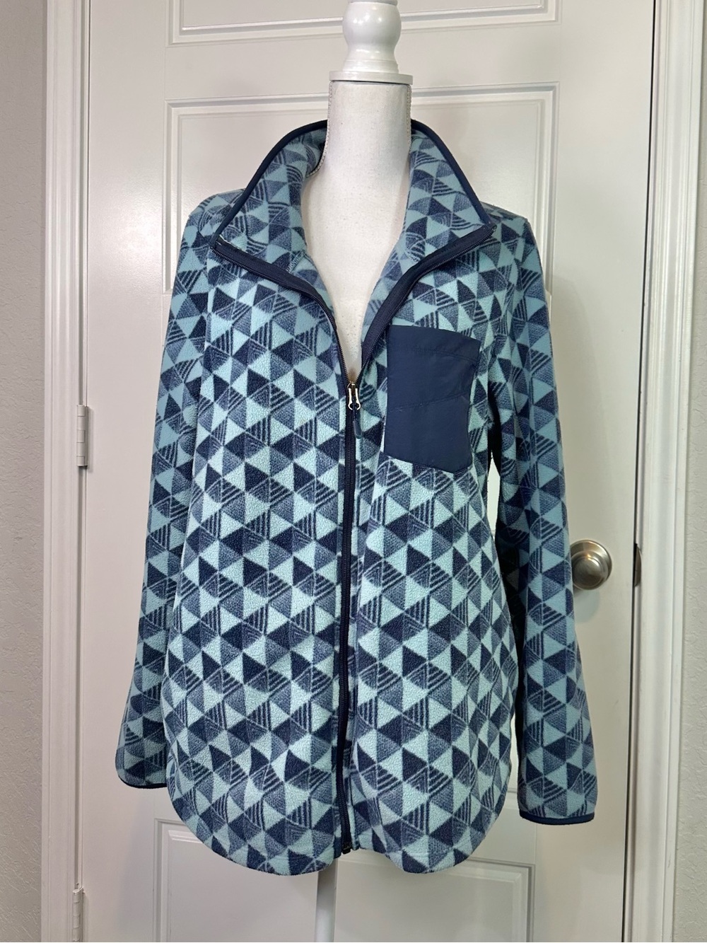 L.L. Beans Women’s Full Zip Geometric Print Classic Fleece Jacket Size XL